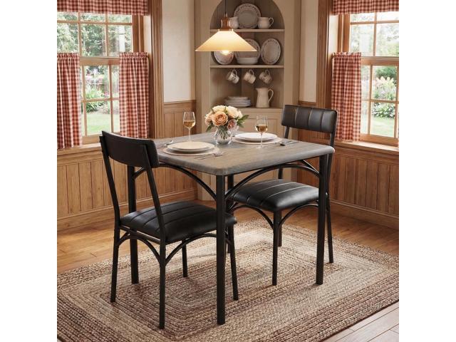 GAOMON Dining Table Set for 2, Kitchen Table and Chairs for 2 with Upholstered Chairs, 3 Piece Dining Room Table Set, Square Kitchen Table Set for...