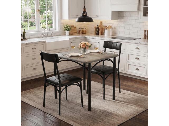 GAOMON Dining Table Set for 2, Kitchen Table and Chairs for 2 with Upholstered Chairs, 3 Piece Dining Room Table Set, Square Kitchen Table Set for...