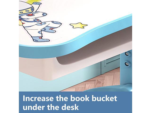 Kids Desk and Chair Set,Height-Adjustable Student Study Desk Widened Desktop Multi Separation Cartoon Pattern Desk Chair Set Kids Study Table with...