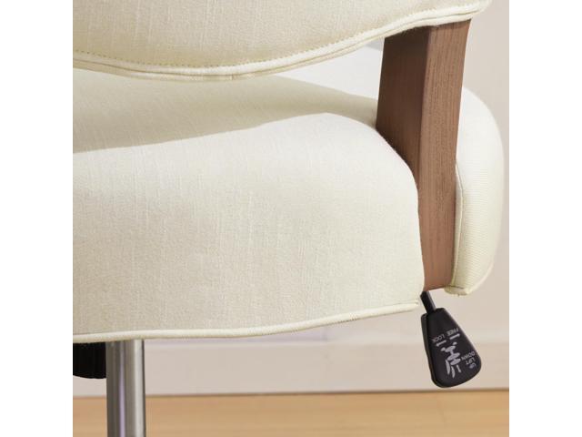 HUIMO Upholstered Swivel Desk Chair Chenille Tufted Fabric Home Office Chair with Wheels Adjustable Height Classic Task Chair with Wooden Legs...