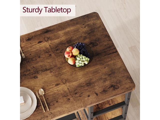 GAOMON Rustic Brown 3-Piece Counter Height Bar Kitchen Table Set with 3 Storage Shelves for Small Spaces, Apartment, Dining Table and 2 Upholstered...