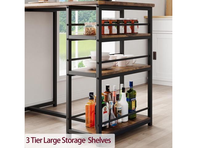 GAOMON Rustic Brown 3-Piece Counter Height Bar Kitchen Table Set with 3 Storage Shelves for Small Spaces, Apartment, Dining Table and 2 Upholstered...