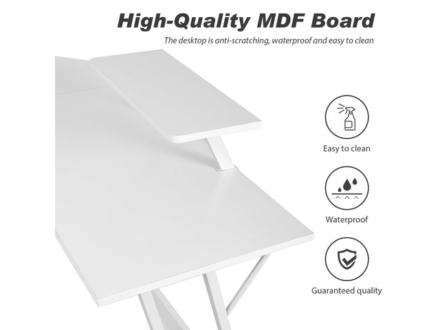 PayLessHere L Shaped Desk Corner Gaming Desk Computer Desk with Large Desktop Studying and Working and Gaming for Home and Work Place,White