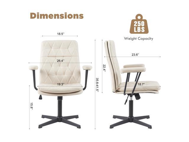 Desk Chair Without Wheels Swivel Tilt Home Office Chair with Criss Cross Legs Solid Accent Armchair Cream White