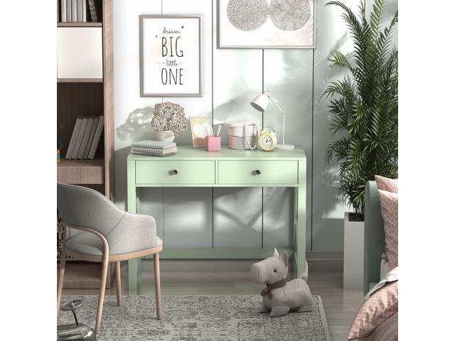 WiberWi Home Office Desk with Drawers, Small Writing Computer Desk for Bedroom, Modern Green Makeup Vanity Table for Girls, Study Table for Home...