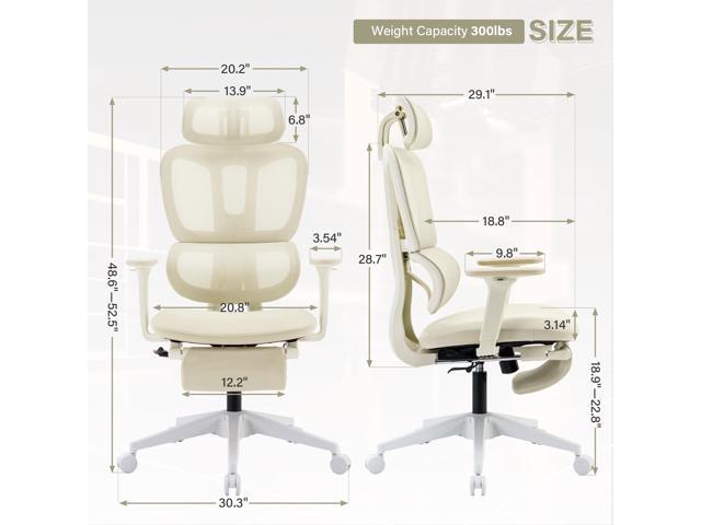 Ergonomic Mesh Office Chair with Retractable Footrest - High Back Computer Chair, Lumbar Support, Adjustable Armrest and Headrest, Durable Base -...