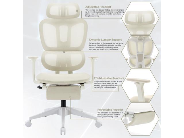 Ergonomic Mesh Office Chair with Retractable Footrest - High Back Computer Chair, Lumbar Support, Adjustable Armrest and Headrest, Durable Base -...