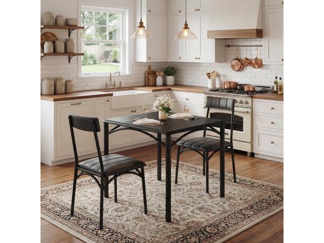 GAOMON Dining Table Set for 2, Kitchen Table and Chairs for 2 with Upholstered Chairs, 3 Piece Dining Room Table Set, Square Kitchen Table Set for...