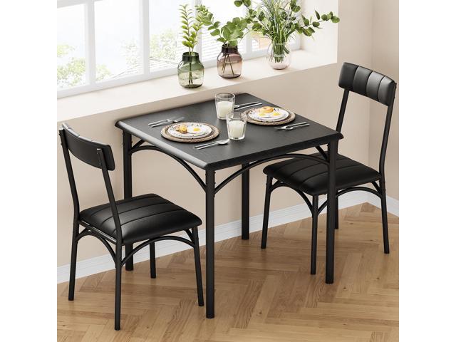 GAOMON Dining Table Set for 2, Kitchen Table and Chairs for 2 with Upholstered Chairs, 3 Piece Dining Room Table Set, Square Kitchen Table Set for...