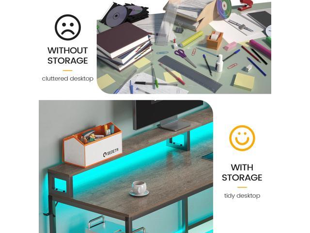 SEDETA L Shaped Desk, 66' Home Office Desk with Wood File Drawer, Power Outlet, Corner Computer Desk with Monitor Shelf, Printer Storage Shelves,...
