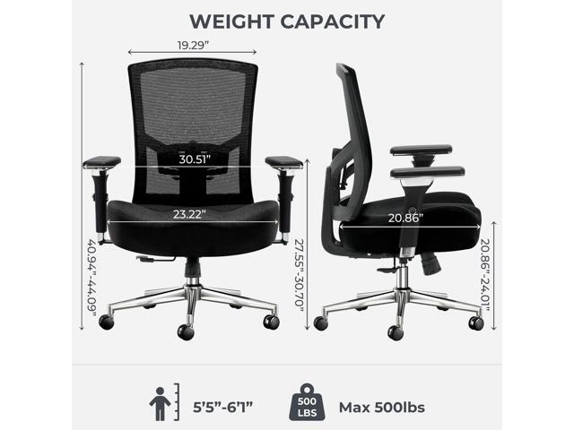 Big and Tall Office Chair 500lbs, Ergonomic Oversize Mesh Desk Chair, Heavy Duty High Back Computer Chair with Wide Thick Seat Cushion, Adjustable...