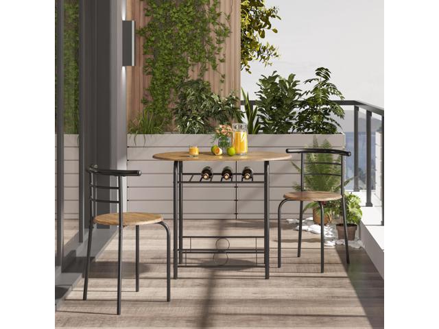 Yaheetech 3-Piece Dining Table Set, Breakfast Bistro Table Set for 2, Small Kitchen and Table Chairs Set of 2 with Metal Frame and Storage Rack for...