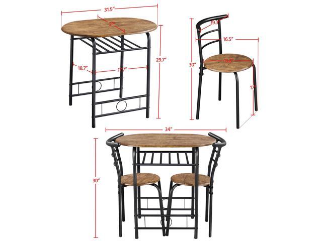 Yaheetech 3-Piece Dining Table Set, Breakfast Bistro Table Set for 2, Small Kitchen and Table Chairs Set of 2 with Metal Frame and Storage Rack for...