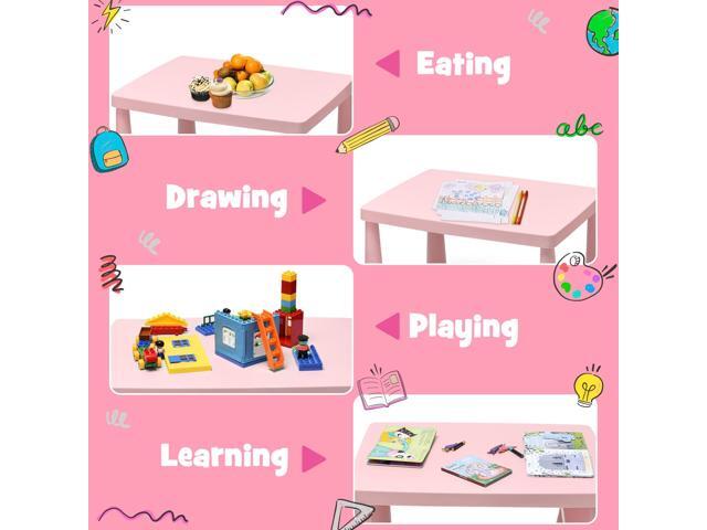 KOTEK Kids Table and Chair Set, 3 Piece Plastic Toddler Table and Chairs for Art Craft, Reading, Drawing, Snack Time, Playroom, Preschool,...