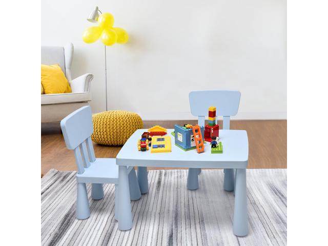 KOTEK Kids Table and Chair Set, 3 Piece Plastic Toddler Table and Chairs for Art Craft, Reading, Drawing, Snack Time, Playroom, Preschool,...