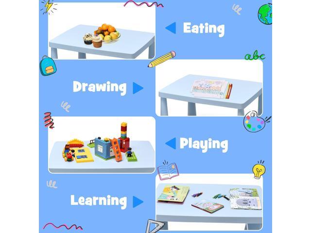 KOTEK Kids Table and Chair Set, 3 Piece Plastic Toddler Table and Chairs for Art Craft, Reading, Drawing, Snack Time, Playroom, Preschool,...