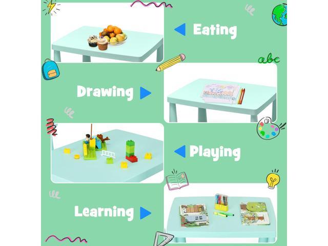 KOTEK Kids Table and Chair Set, 3 Piece Plastic Toddler Table and Chairs for Art Craft, Reading, Drawing, Snack Time, Playroom, Preschool,...
