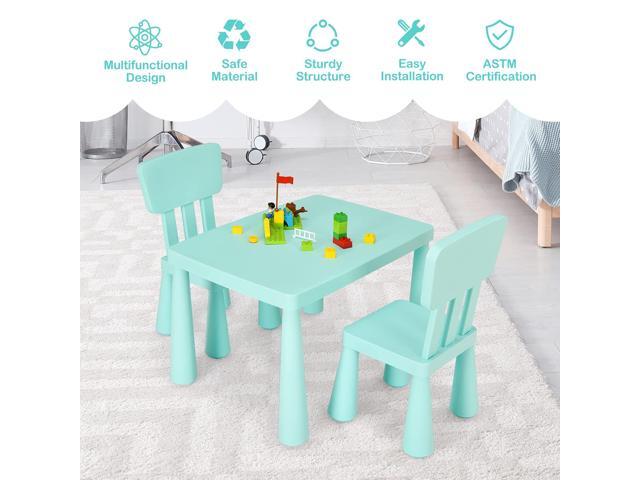 KOTEK Kids Table and Chair Set, 3 Piece Plastic Toddler Table and Chairs for Art Craft, Reading, Drawing, Snack Time, Playroom, Preschool,...