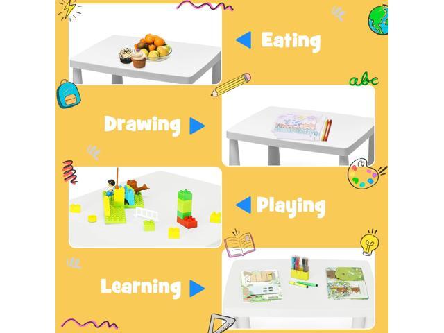 KOTEK Kids Table and Chair Set, 3 Piece Plastic Toddler Table and Chairs for Art Craft, Reading, Drawing, Snack Time, Playroom, Preschool,...