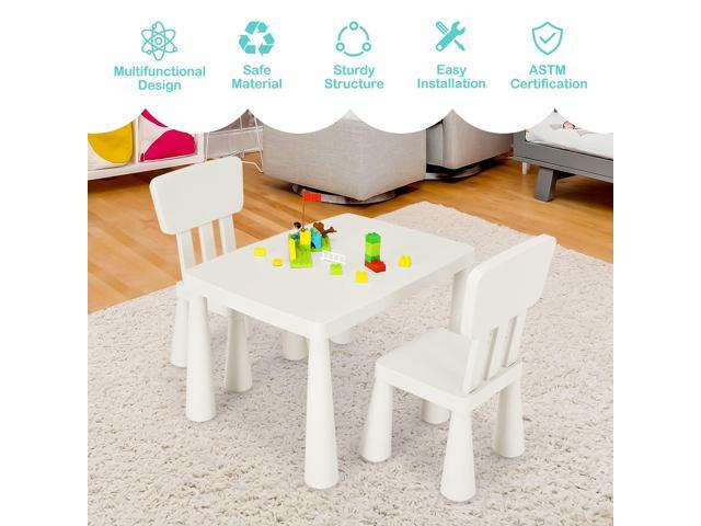 KOTEK Kids Table and Chair Set, 3 Piece Plastic Toddler Table and Chairs for Art Craft, Reading, Drawing, Snack Time, Playroom, Preschool,...