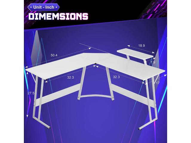NChanmar L Shaped Gaming Desk with Monitor Riser Stand, Home Office Corner Desk for Studying, Working and Gaming, Large Desktop, White