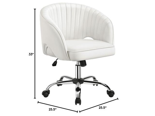 Yaheetech Home Office Chair, Faux Leather Desk Chair, Modern Swivel Chair with Tufted Barrel Back, Rolling Wheels for Office,Study, Vanity, Bedroom...