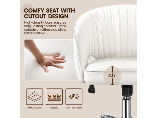 Yaheetech Home Office Chair, Faux Leather Desk Chair, Modern Swivel Chair with Tufted Barrel Back, Rolling Wheels for Office,Study, Vanity, Bedroom...