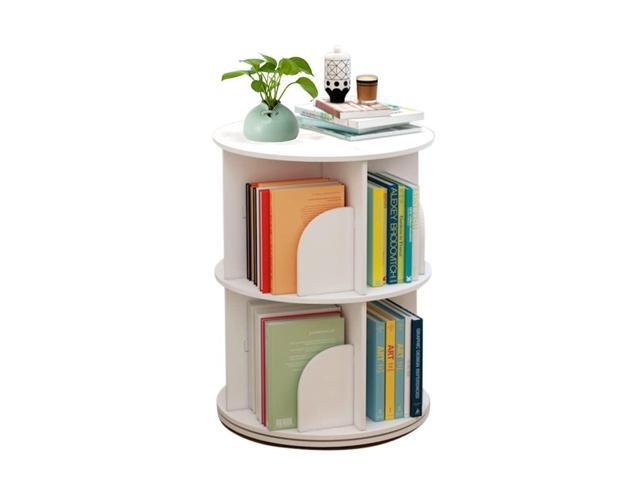 2-Tier Revolving Bookcase,360°Display Floor Standing Rotating Storage Bookshelf, Round Spinning Bookshelf Multi-Functional Bookshelf Organizer for...