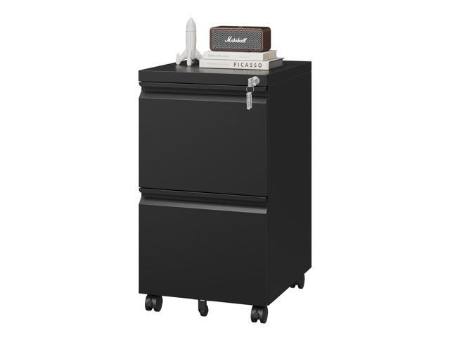 2 Drawer File Cabinet with Lock, Metal Under Desk Rolling Filing Cabinet fits Letter/Legal/A4 Size for Home Office, Mobile Filing Cabinets,...