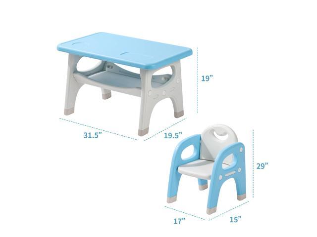 Kids Table and 2 Chairs Set, Toddlers Table and Chairs Set with Large Built-in Storage Shelf, Kids Activity Table for Reading, Drawing, Eating,...