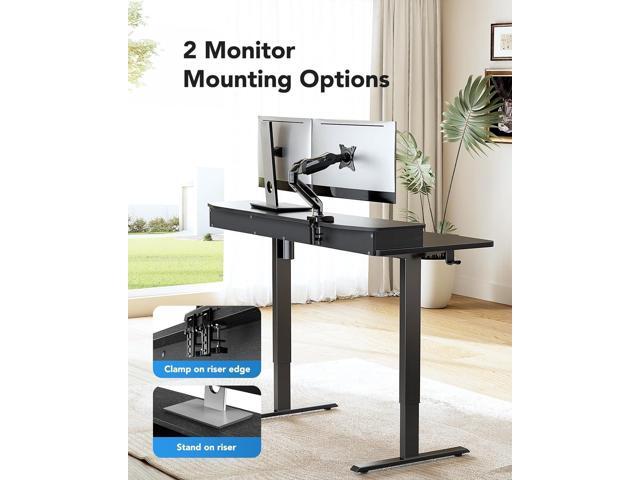 HUANUO 55' x 26' Electric Standing Desk with 2 Drawers & 26.7' Large Keyboard Tray, C-Clamp Mount Compatible, Adjustable Computer Desk for Home...
