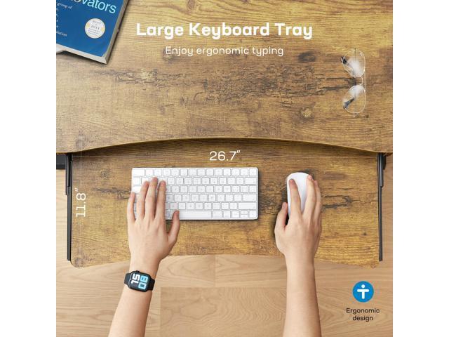 HUANUO 55' x 26' Electric Standing Desk with 2 Drawers & 26.7' Large Keyboard Tray, C-Clamp Mount Compatible, Adjustable Computer Desk for Home...