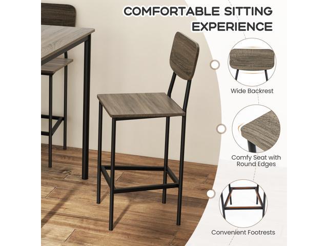 Giantex 5-Piece Dining Table Set W/Counter Height Table & 4 Bar Stools, Modern Kitchen Dining Set W/Footrest & Backrest, Space-Saving Dinette Set...
