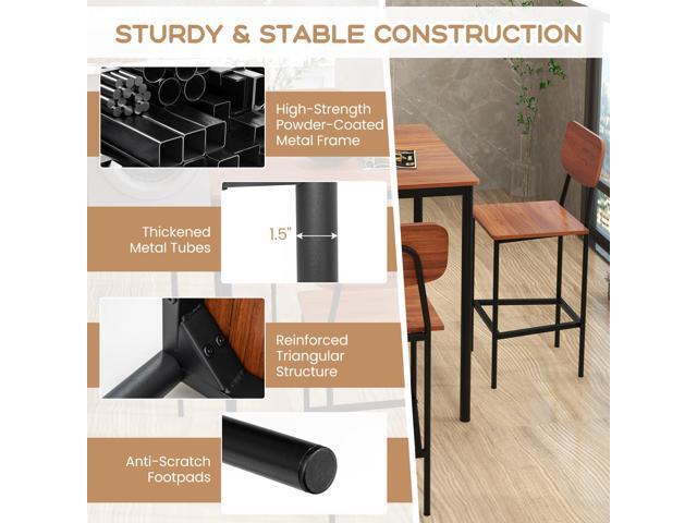 Giantex 5-Piece Dining Table Set W/Counter Height Table & 4 Bar Stools, Industrial Kitchen Dining Table Set W/Footrest & Backrest, Space-Saving...