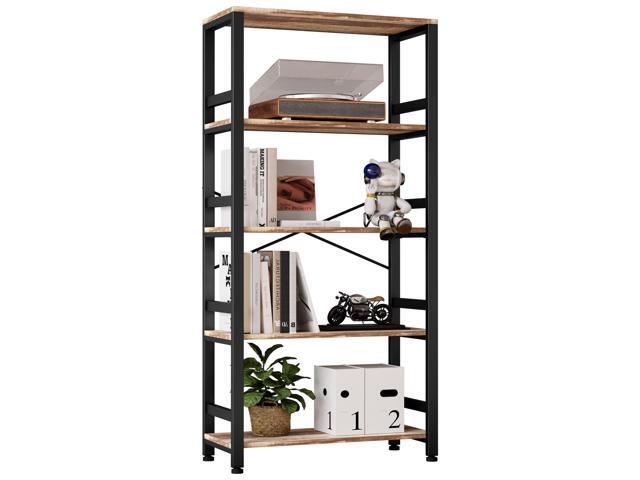 IRONCK Bookshelves and Bookcases, 31.5in Wide Shelf 5-Tier Ladder Shelf 110lbs/shelf Vintage Industrial Style Bookcase for Bedroom Living Room...
