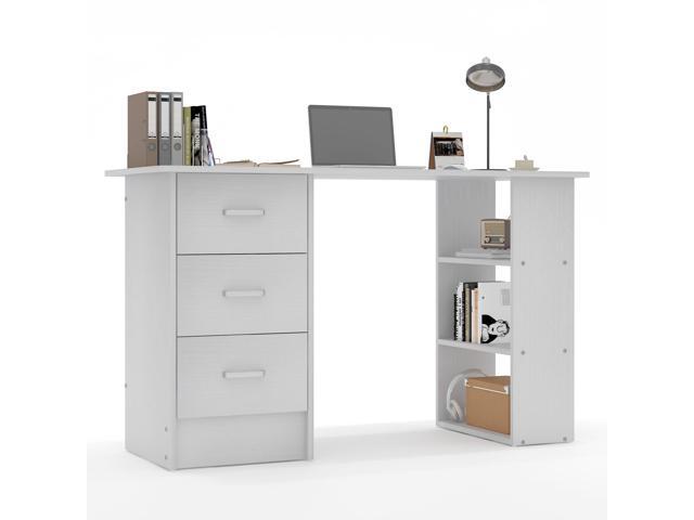 Computer Desk with Drawers,Standing Desk with Storage Racks,Writing Desk for Home Office or Bedroom (White)