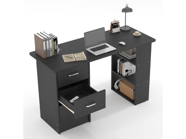 Computer Desk with Drawers,Standing Desk with Storage Racks,Writing Desk for Home Office or Bedroom(Black)