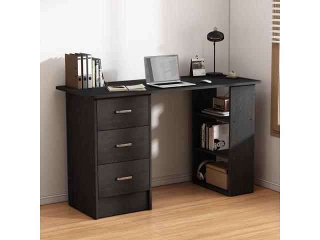 Computer Desk with Drawers,Standing Desk with Storage Racks,Writing Desk for Home Office or Bedroom(Black)