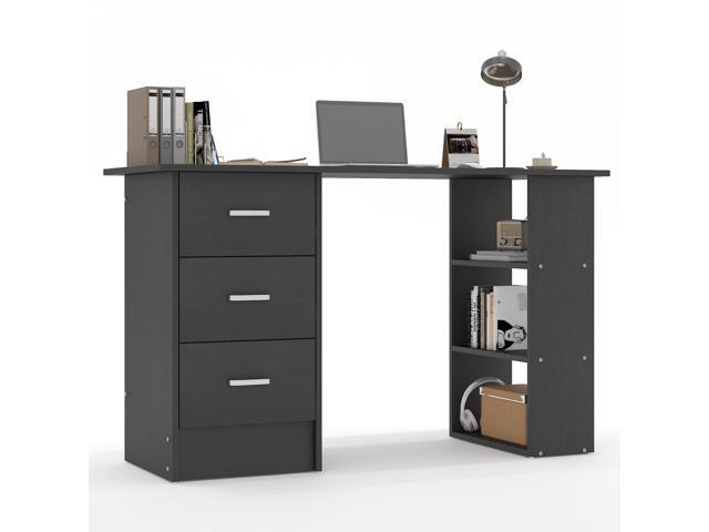 Computer Desk with Drawers,Standing Desk with Storage Racks,Writing Desk for Home Office or Bedroom(Black)