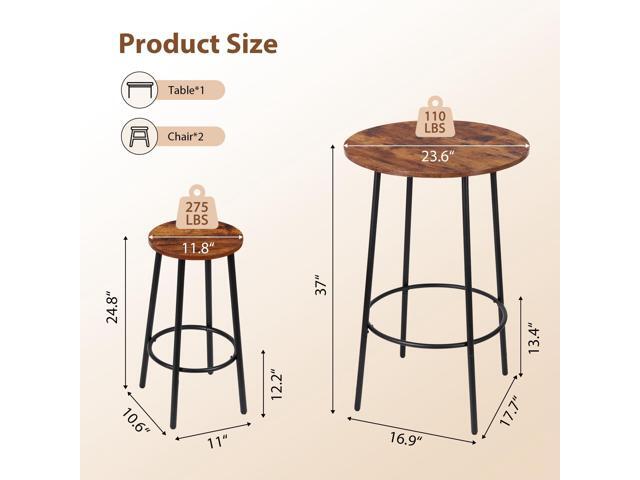 Nova Microdermabrasion 3 Piece Dining Table Set, Modern Round Bar Table and 2 Stools, Counter Height Wood Table and Chairs for Kitchen Breakfast...
