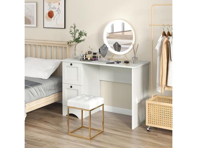 Tangkula White Desk with Drawers & Charging Station, Wooden Home Office Desk PC Laptop Notebook Desk, Compact Study Desk Writing Desk, Computer...