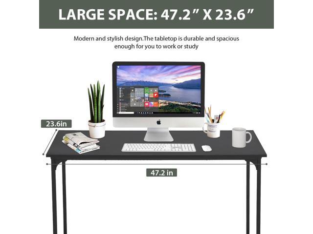 BestOffice Computer Desk,47 inches Home Office Desk Writing Study Table Modern Simple Style PC Desk with Metal Frame,Black
