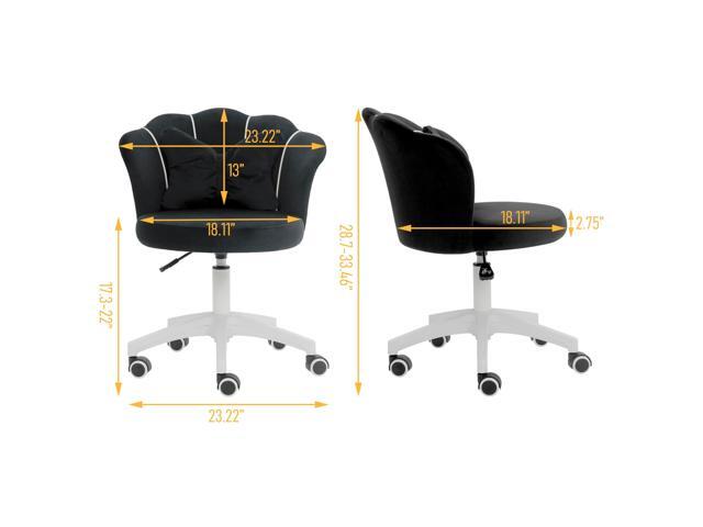 ALEAVIC Black Vanity Chair with Wheels, Velvet Upholstered Desk Chair, Cute Home Office Desk Chair Swivel with Back for Girls Women, Height...
