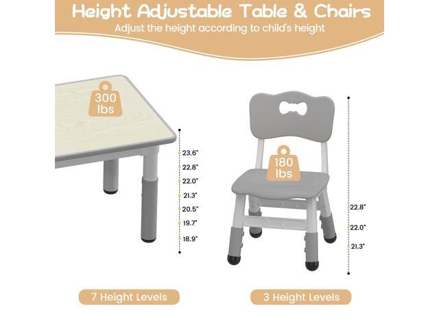 GAOMON Kids Table and 6 Chairs Set, Height Adjustable Toddler Table and Chair Set for Ages 2-10, Graffiti Desktop, Non-Slip Legs, Children Activity...