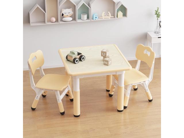 GAOMON Kids Table and 2 Chairs Set with Graffiti Desktop, Height Adjustable Toddler Table and Chairs Set for Reading, Drawing, Playing, Eating