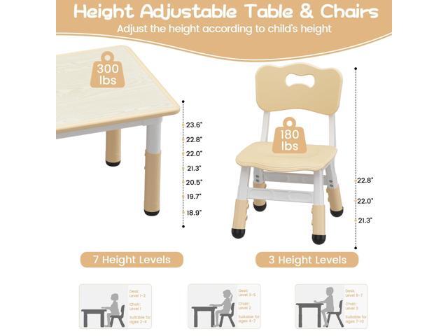 GAOMON Kids Table and 2 Chairs Set with Graffiti Desktop, Height Adjustable Toddler Table and Chairs Set for Reading, Drawing, Playing, Eating