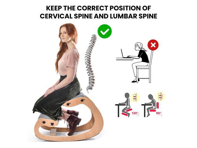 Easyego Kneeling Chair Ergonomic Posture Chair, Wood Adjustable Rocking Knee with Soft Padding, Natural Relief for Neck or Back Pain for Home...