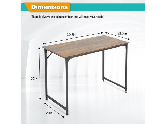 Computer Desk Writing Desk Gaming Table 40 Inches PC Desk Wood and Metal Desk for Home Office,Modern Simple Style,Vintage, XXF-CT-H8050-VINTAGE