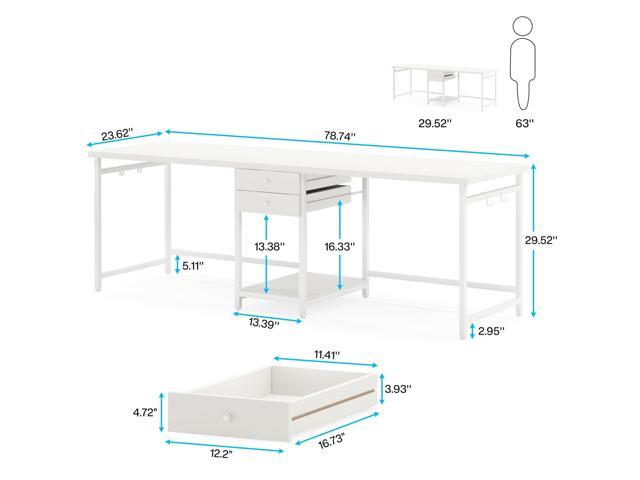 Tribesigns 78.74 Two Person Desk with 2 Drawers, Long Double Computer Desk Gaming Table with Shelves, Industrial Study Writing Table Workstation...