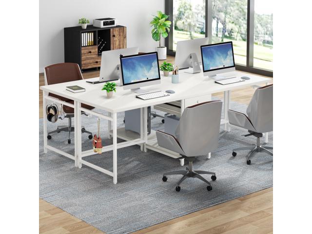 Tribesigns 78.74 Two Person Desk with 2 Drawers, Long Double Computer Desk Gaming Table with Shelves, Industrial Study Writing Table Workstation...